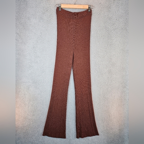 Aeron Womens Egon Brown/Rust Ribbed Knit Flare Pants Sz M Casual Comfort Cozy - Picture 3 of 13
